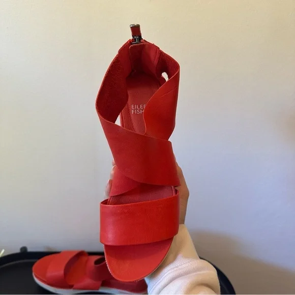 Eileen Fisher Sport Tumbled Nubuck Sneaker Sandal NEW Size 7 Red - Picture 10 of 12